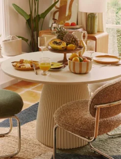 Table à manger intérieur/extérieur, Fibre de verre blanc tofu, Ø120 Athena