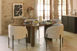 Table à manger, pour 4 personnes, Bois de noyer veiné, L150 Adriano