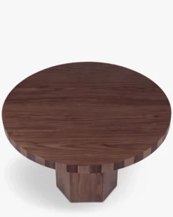 Tables à manger, pour 4 personnes, Bois teinte noyer, Ø120 Modanata