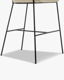 Tabouret de bar, Beige sable & métal noir, H80 Baron