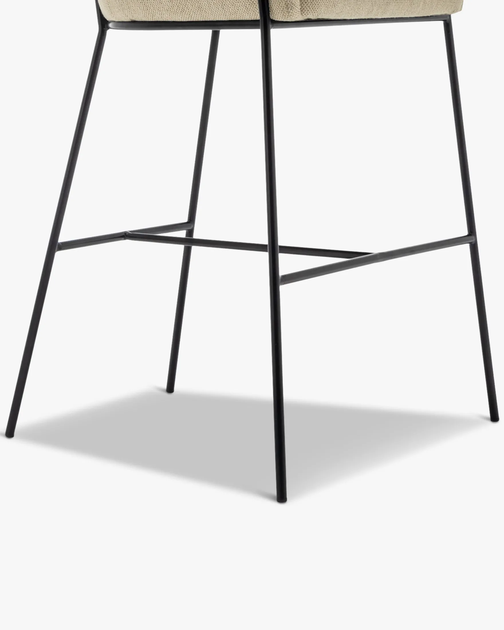 Tabouret de bar, Beige sable & métal noir, H80 Baron