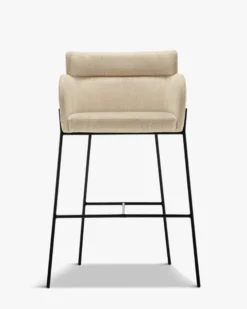Tabouret de bar, Beige sable & métal noir, H80 Baron