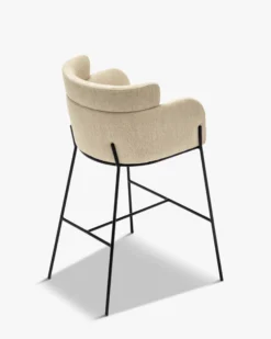Tabouret de bar, Beige sable & métal noir, H80 Baron