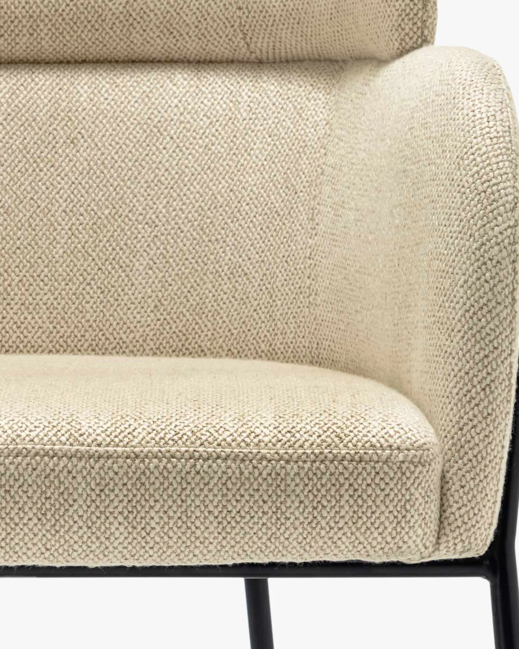 Tabouret de bar, Beige sable & métal noir, H80 Baron