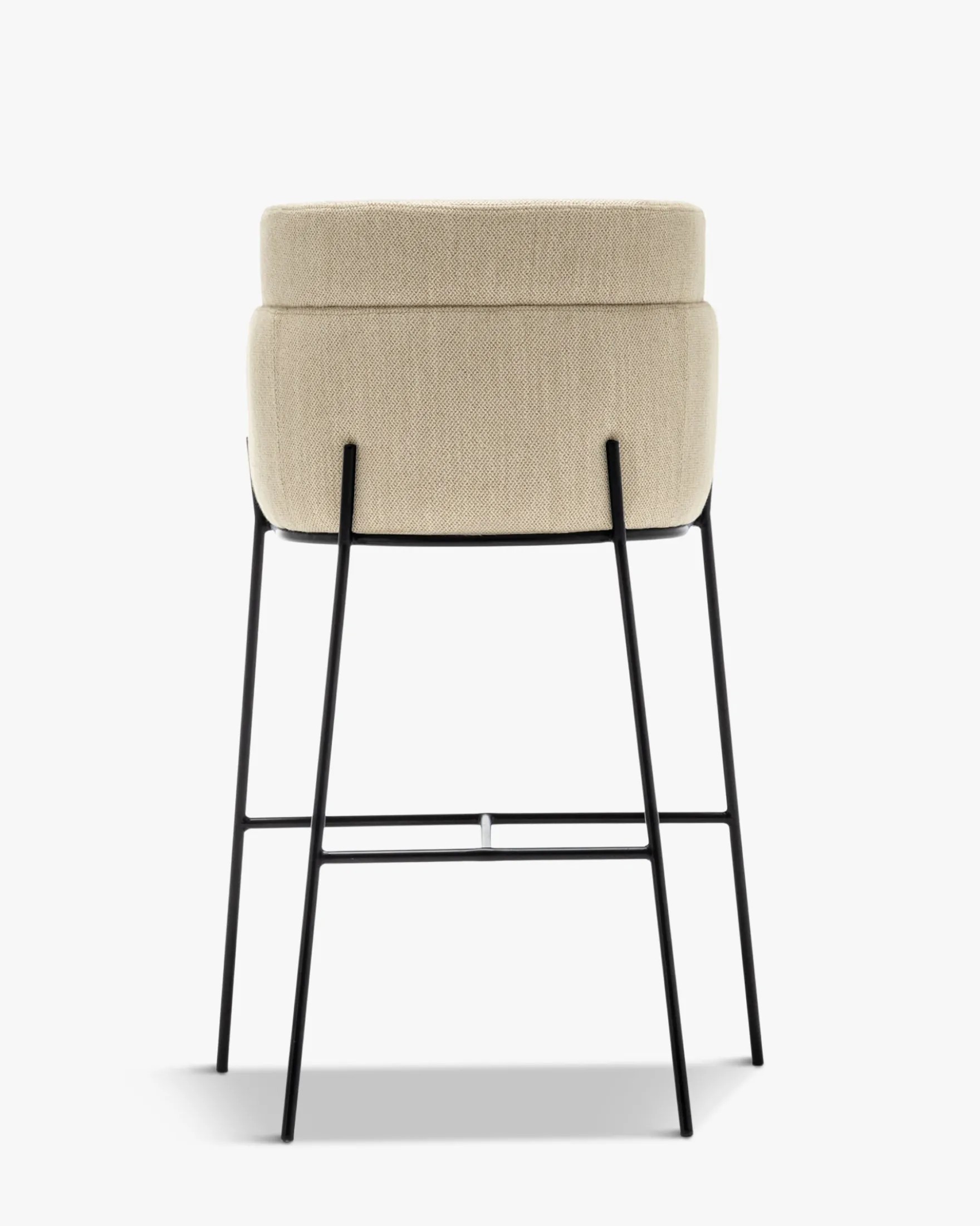 Tabouret de bar, Beige sable & métal noir, H80 Baron