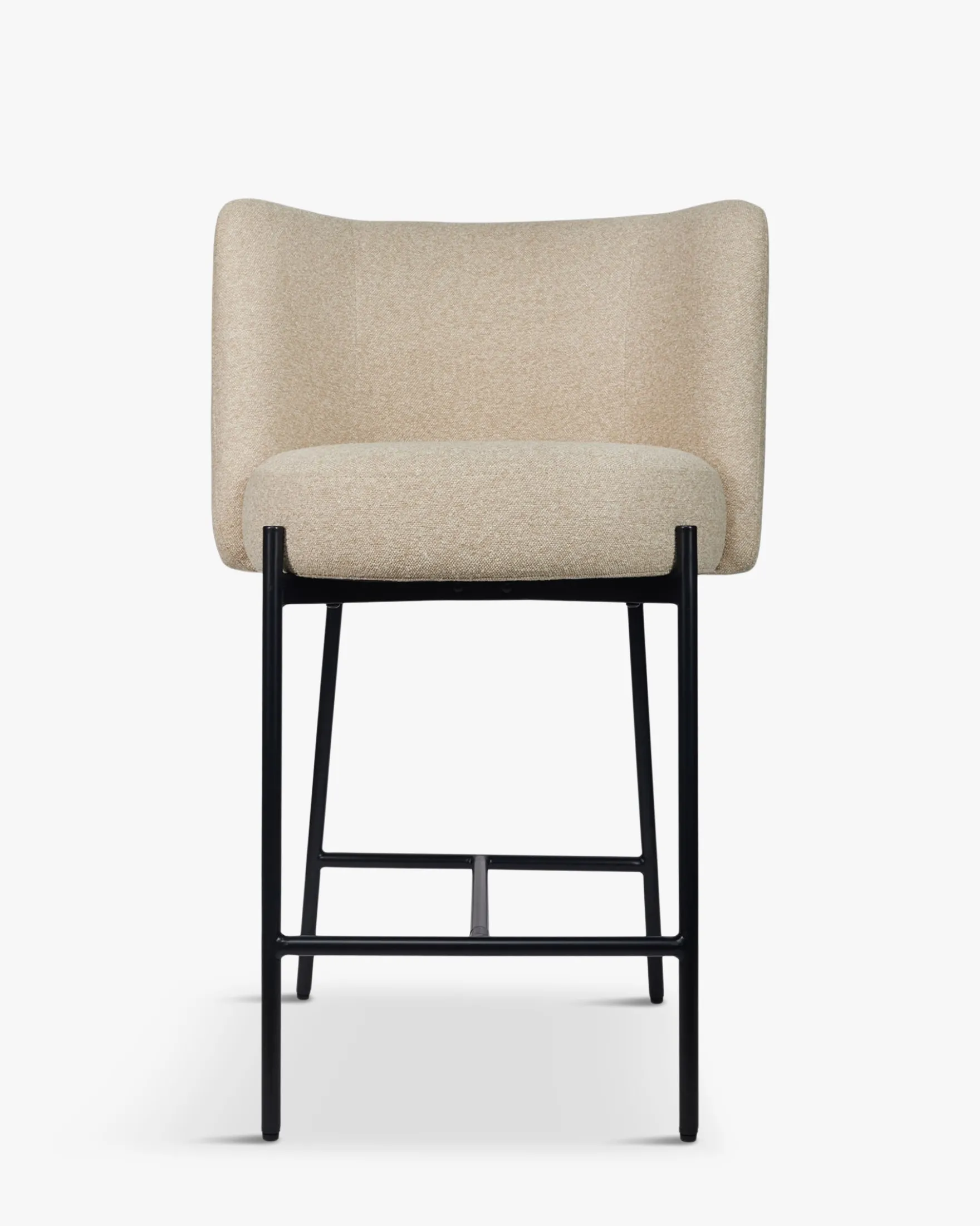 Tabouret de bar, Beige sésame & métal noir, H65 Ray