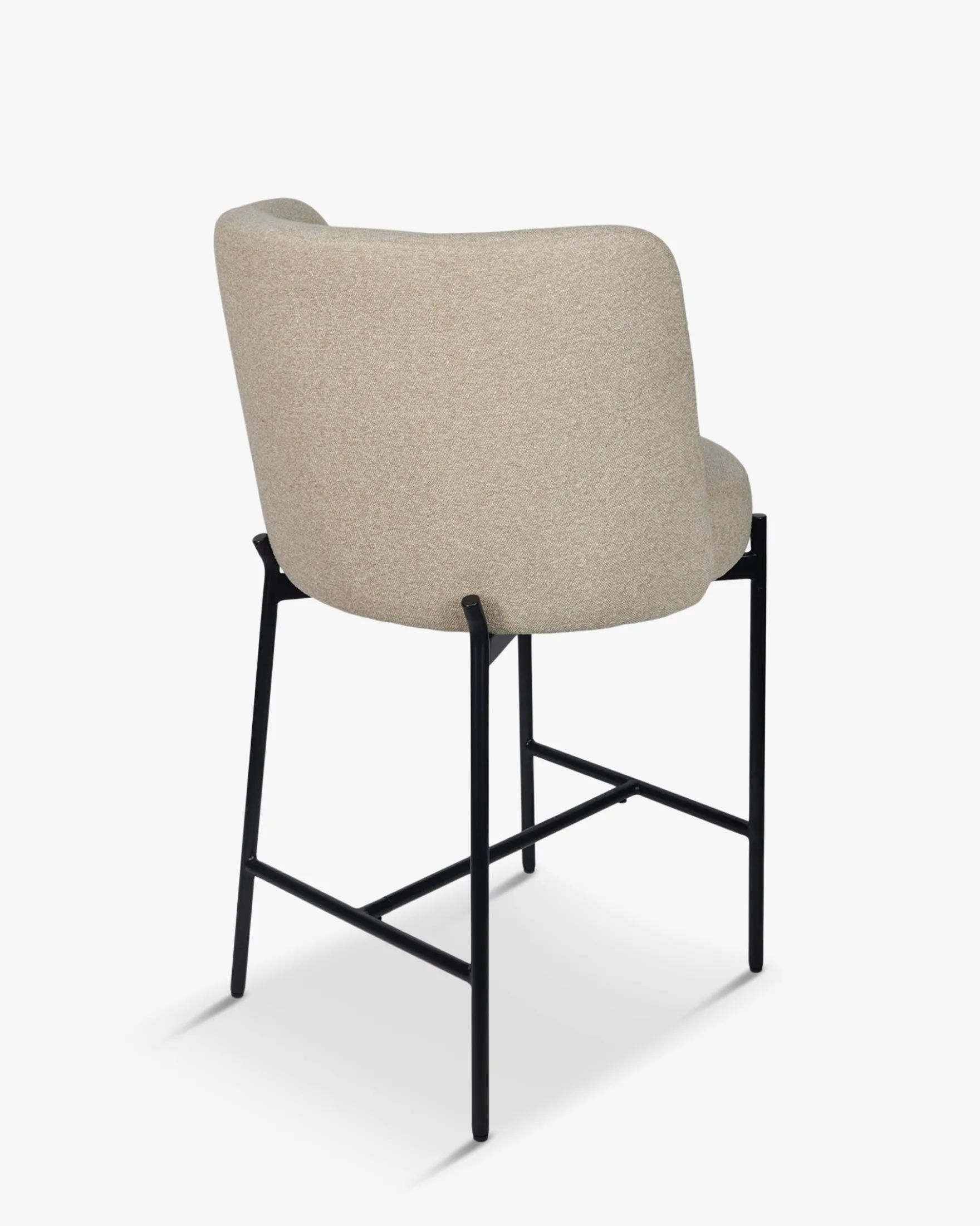 Tabouret de bar, Beige sésame & métal noir, H65 Ray