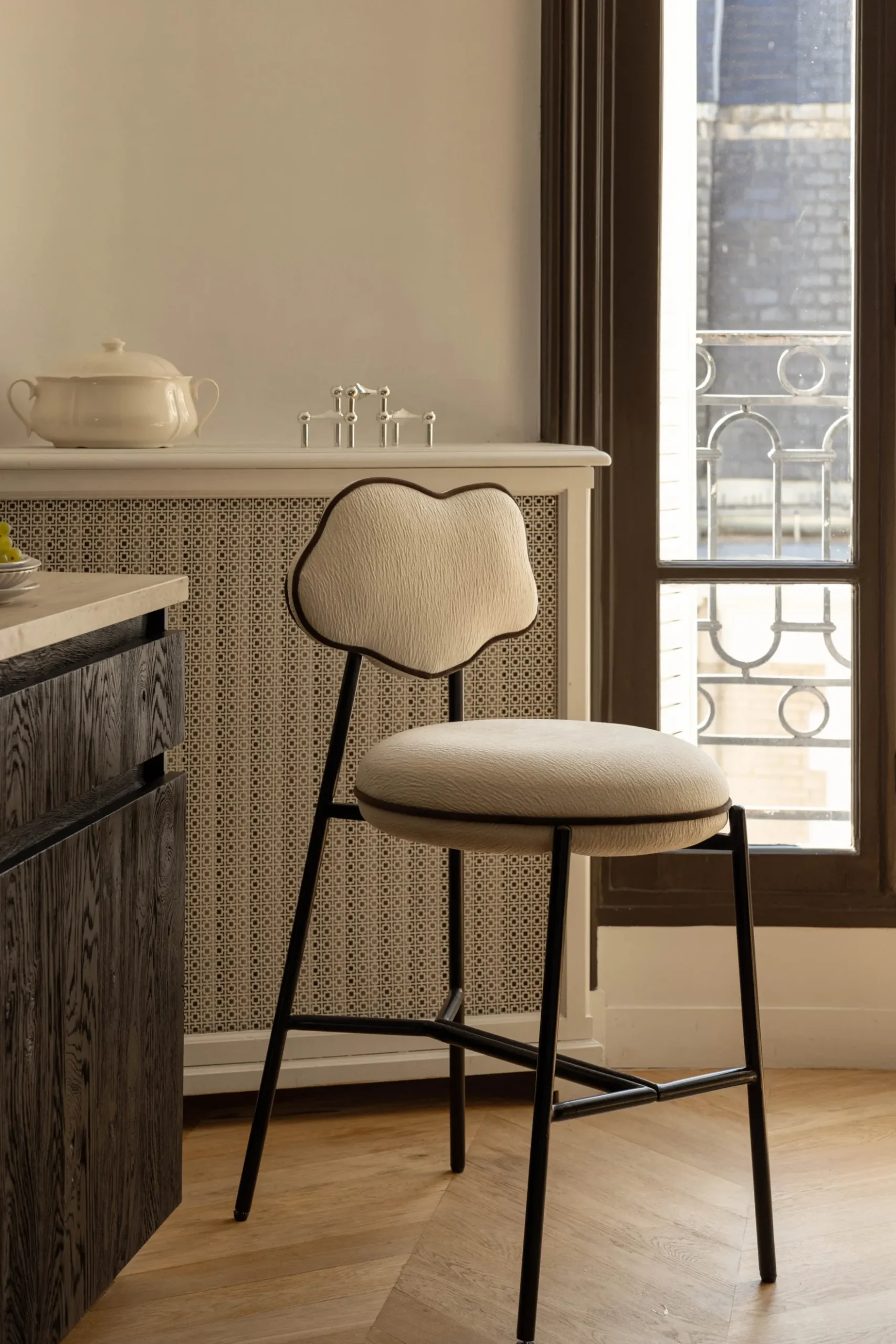 Tabouret de bar, Blanc écru texturé, H71 Arty