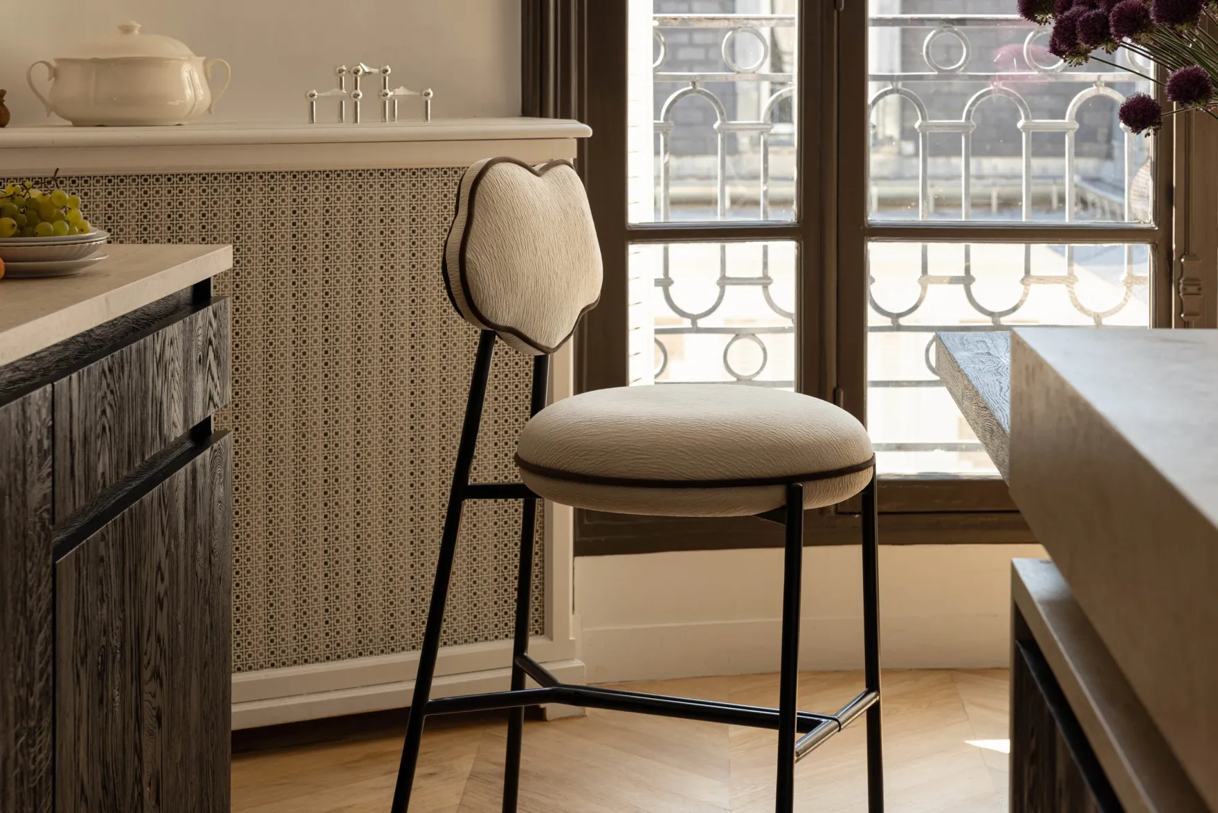 Tabouret de bar, Blanc écru texturé, H71 Arty