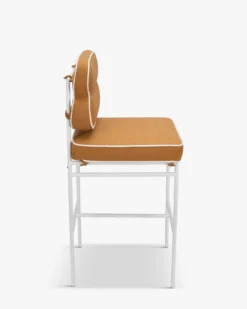 Tabouret de bar de jardin, Marron Sienne & métal blanc Maddalena
