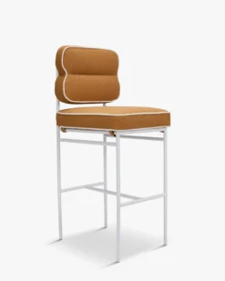 Tabouret de bar de jardin, Marron Sienne & métal blanc Maddalena