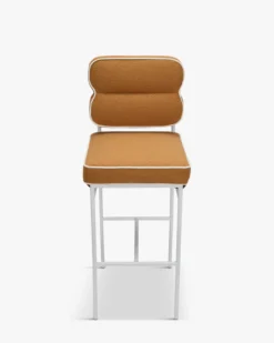 Tabouret de bar de jardin, Marron Sienne & métal blanc Maddalena