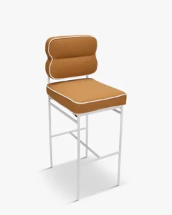 Tabouret de bar de jardin, Marron Sienne & métal blanc Maddalena