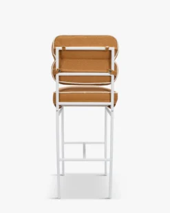 Tabouret de bar de jardin, Marron Sienne & métal blanc Maddalena