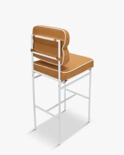 Tabouret de bar de jardin, Marron Sienne & métal blanc Maddalena
