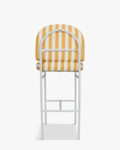 Tabouret de bar de jardin, Rayé jaune & métal blanc Lampedusa
