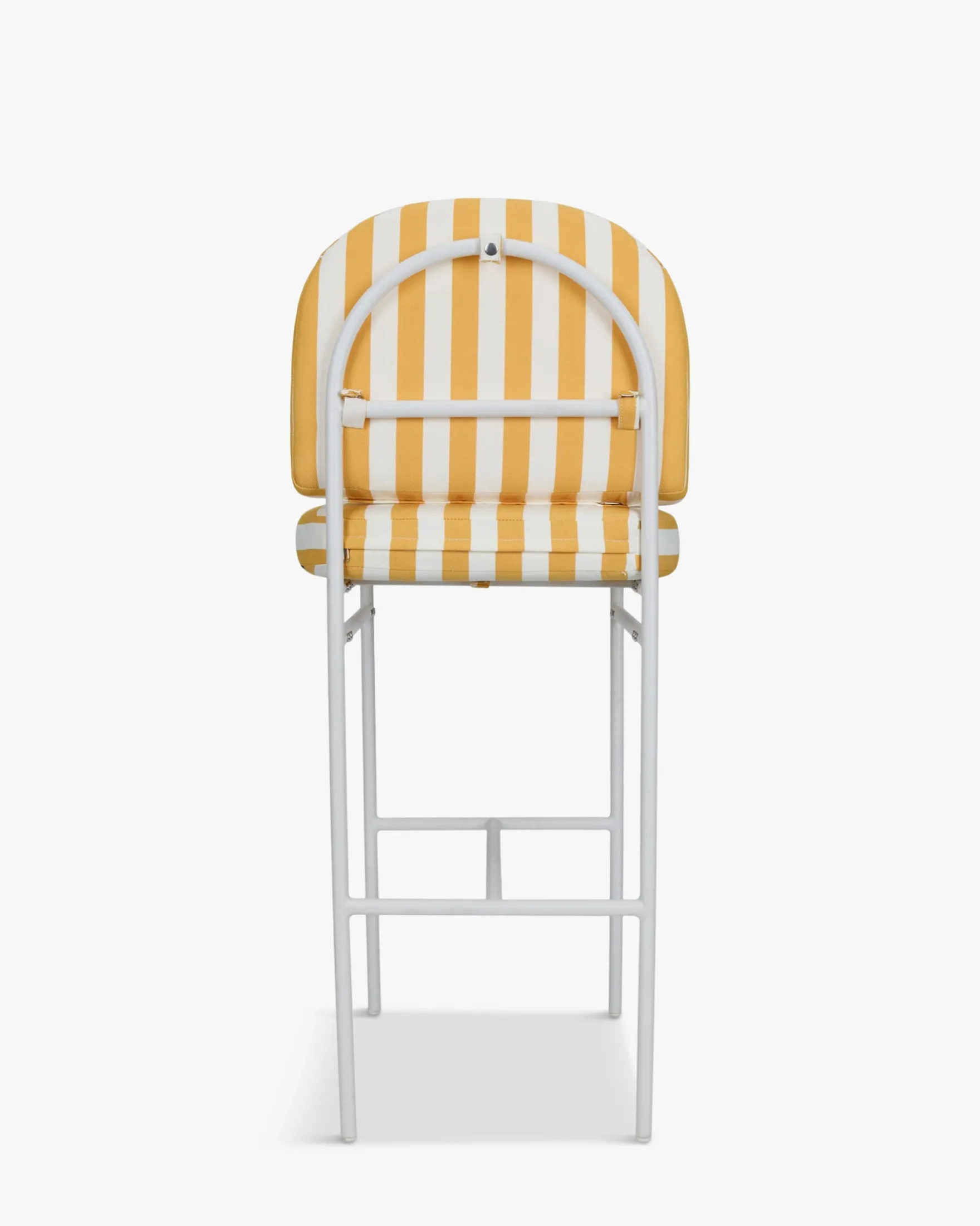 Tabouret de bar de jardin, Rayé jaune & métal blanc Lampedusa