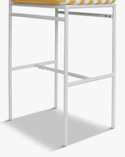 Tabouret de bar de jardin, Rayé jaune & métal blanc Lampedusa
