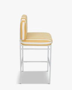 Tabouret de bar de jardin, Rayé jaune & métal blanc Lampedusa