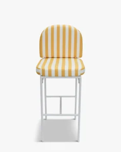 Tabouret de bar de jardin, Rayé jaune & métal blanc Lampedusa
