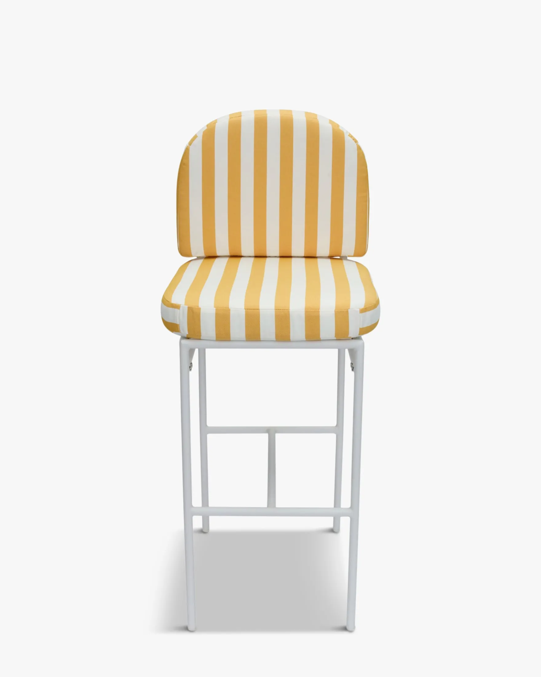 Tabouret de bar de jardin, Rayé jaune & métal blanc Lampedusa