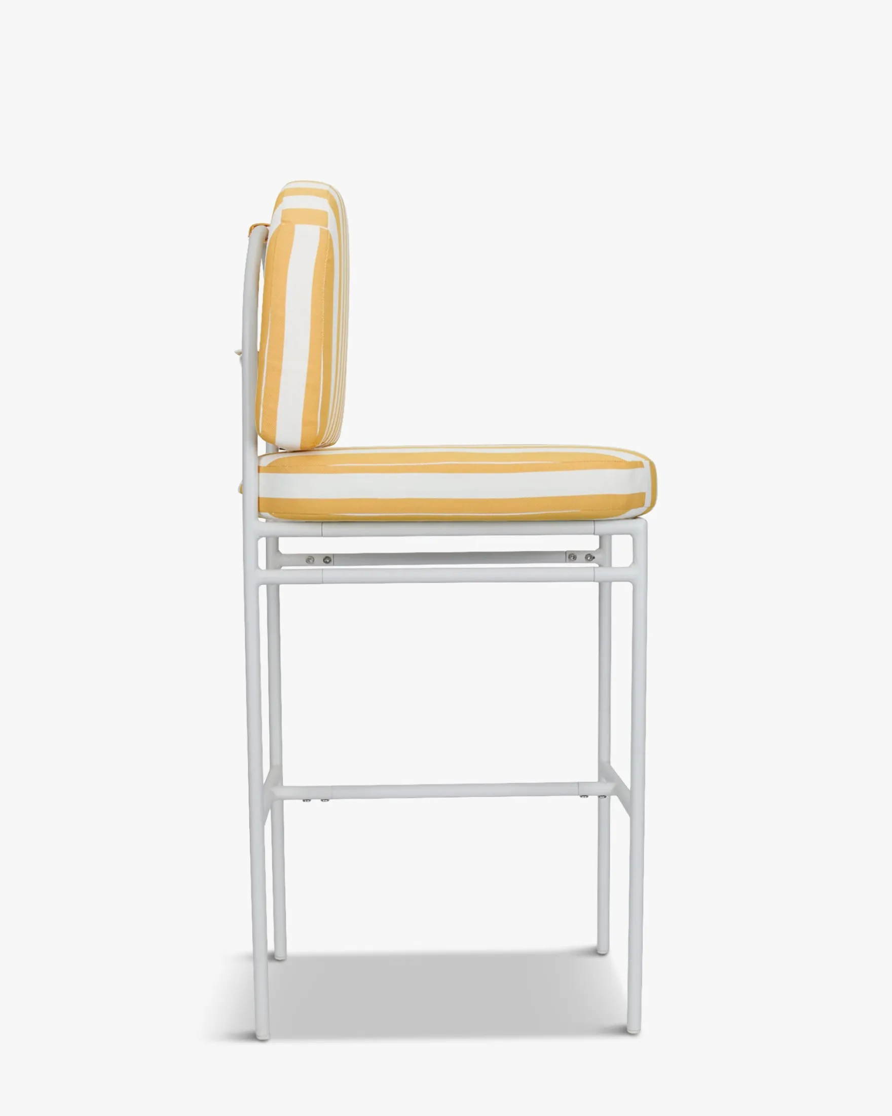 Tabouret de bar de jardin, Rayé jaune & métal blanc Lampedusa