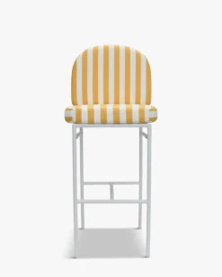Tabouret de bar de jardin, Rayé jaune & métal blanc Lampedusa