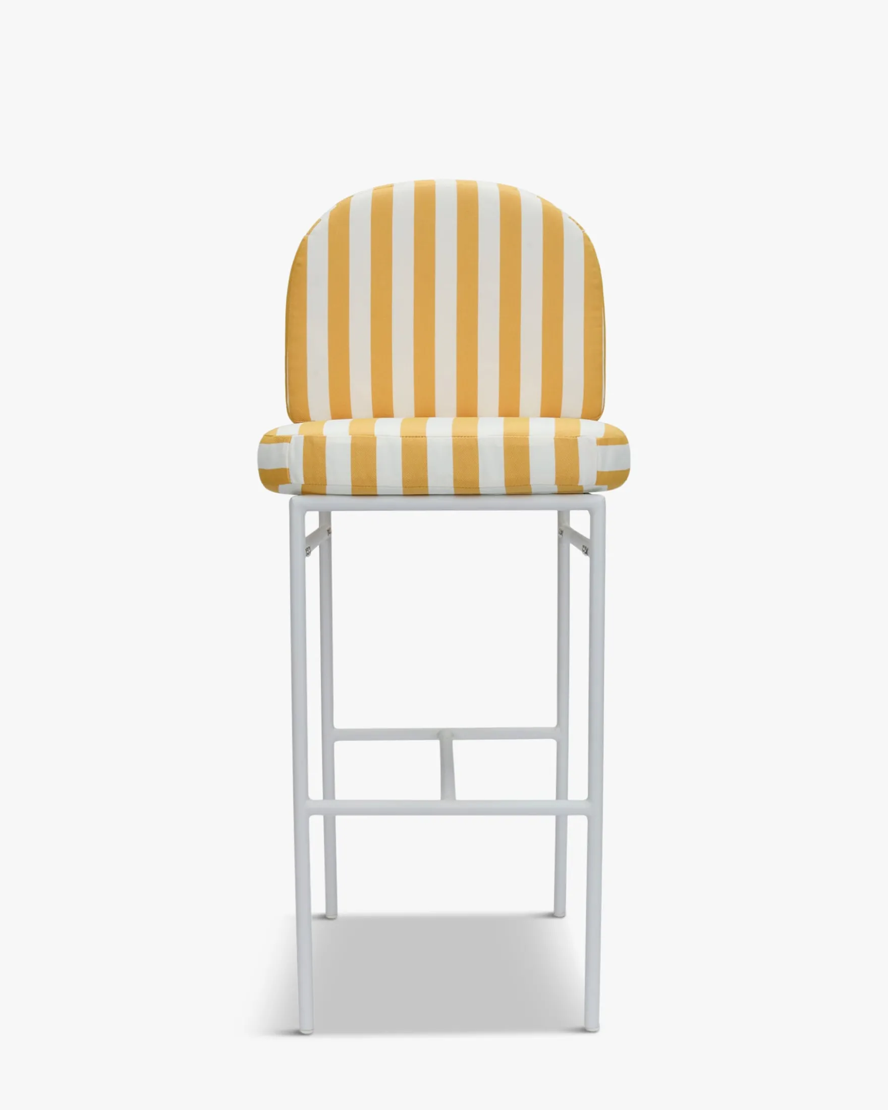 Tabouret de bar de jardin, Rayé jaune & métal blanc Lampedusa