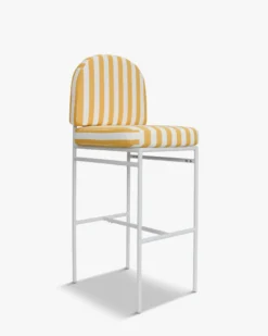Tabouret de bar de jardin, Rayé jaune & métal blanc Lampedusa