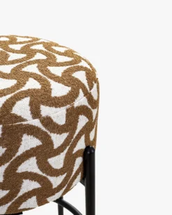 Tabouret de bar, Entrelacs marron ocre & métal noir, H78 Bismi