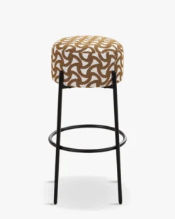 Tabouret de bar, Entrelacs marron ocre & métal noir, H78 Bismi