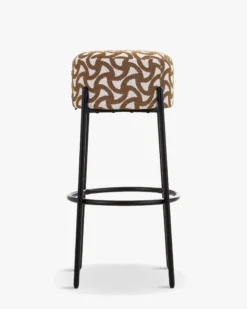 Tabouret de bar, Entrelacs marron ocre & métal noir, H78 Bismi