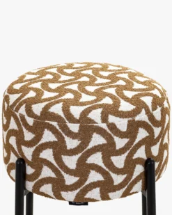 Tabouret de bar, Entrelacs marron ocre & métal noir, H78 Bismi
