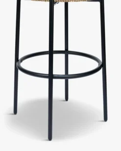 Tabouret de bar, Tweed jaune Miami & métal noir, H78 Bismi