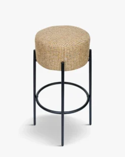 Tabouret de bar, Tweed jaune Miami & métal noir, H78 Bismi