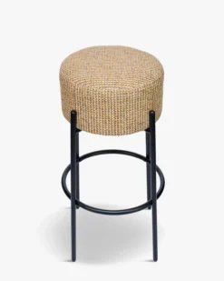 Tabouret de bar, Tweed jaune Miami & métal noir, H78 Bismi