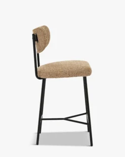Tabouret de bar, Tweed jaune miami & métal noir, H65 Jasper