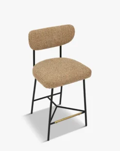 Tabouret de bar, Tweed jaune miami & métal noir, H65 Jasper