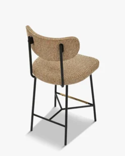 Tabouret de bar, Tweed jaune miami & métal noir, H65 Jasper