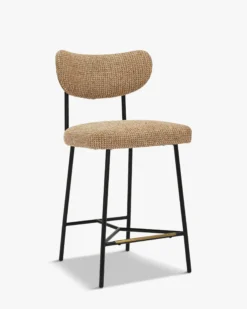 Tabouret de bar, Tweed jaune miami & métal noir, H65 Jasper