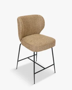 Tabouret de bar, Tweed jaune miami & metal noir, H65 Wayne