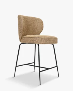 Tabouret de bar, Tweed jaune miami & metal noir, H65 Wayne