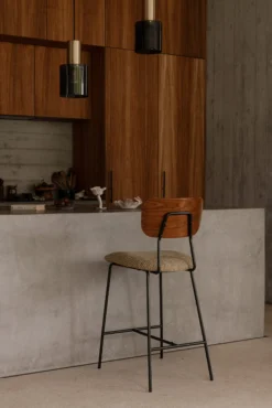 Tabouret de bar, Tweed jaune miami & métal noir, H68 Eero