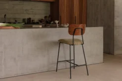 Tabouret de bar, Tweed jaune miami & métal noir, H68 Eero