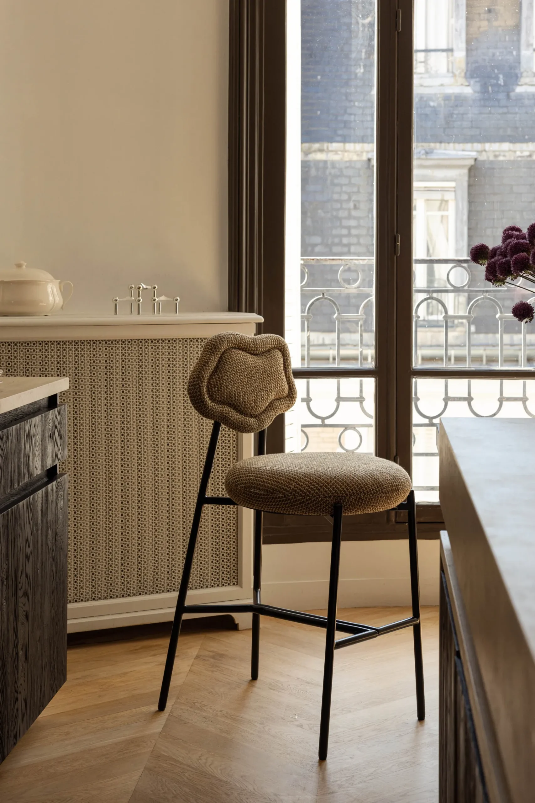 Tabouret de bar, Tweed jaune miami, H71 Arty