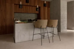 Tabouret de bar, Tweed jaune miami, H80 Baron