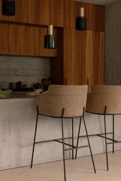 Tabouret de bar, Tweed jaune miami, H80 Baron