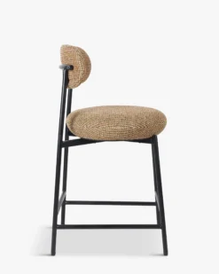 Tabouret de bar, Tweed jaune miami & métal noir, H68 Maia