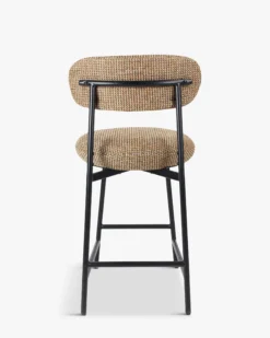 Tabouret de bar, Tweed jaune miami & métal noir, H68 Maia