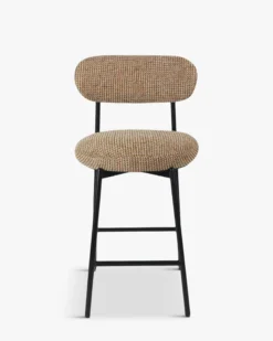 Tabouret de bar, Tweed jaune miami & métal noir, H68 Maia